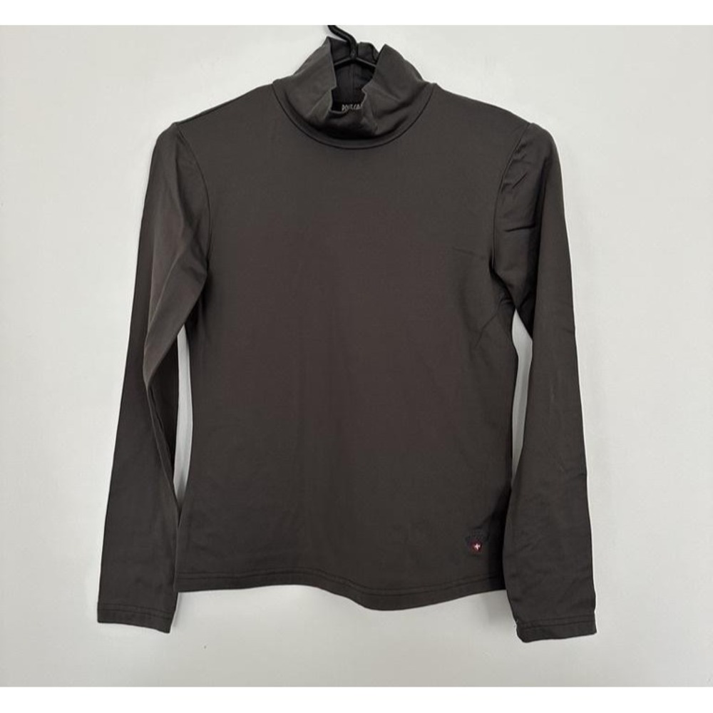 Post Card Italy Base Layer Top Womens Small Gray Fleece Lined Mock Neck Apres